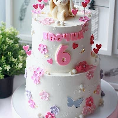 ТОРТ с Зайкой и цветами №1286